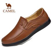 骆驼男鞋手工缝制真皮软底，舒适透气休闲鞋牛皮英伦男士软皮皮鞋