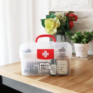 家庭透明医药箱急救药品收纳便携多功能儿童保健箱家用塑料小药箱