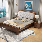 源氏木语实木床软包1.2米1.5成人高箱储物床软靠1.35单人经济型1.