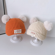 婴儿帽子秋冬款毛线帽小月龄宝宝冬季男女宝新生婴幼儿针织帽加厚