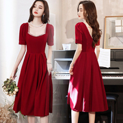 红色订婚连衣裙女夏气质平时可穿结婚回门敬酒服高级感小礼服