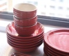 餐盘红碗陶瓷餐具可 烤箱温微波炉餐具 用洋气大红色高陶瓷 结婚