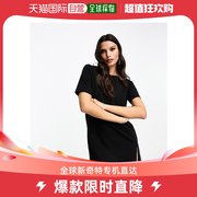 香港直邮潮奢asos女士设计一字领露肩宽松款，t恤连衣裙(黑色)