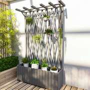 木栅栏花盆花箱围栏，阳台爬藤花架子，户外防腐碳化网格实木隔断花槽