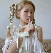 甜美洛丽塔发饰小仙女白色，缎带发绳编发带子，丝带头饰扎双马尾头绳
