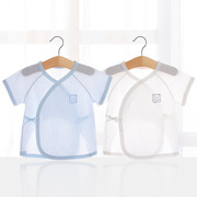 日本进口新生儿半背衣初生婴儿秋衣上衣纯棉夏季薄款宝宝短袖绑带