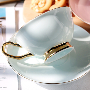 精致轻奢咖啡杯套装欧式小奢华下午茶杯碟勺，三件套英式陶瓷红茶杯