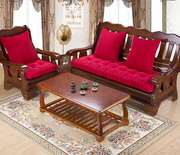 高档加厚玉米毛绒红实木沙发坐垫木头坐垫单三人沙发座垫飘窗垫可
