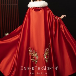 汉服斗篷女秋冬款古装结婚礼服披风外套红色新娘秀禾中式披肩长款