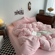 韩式少女心泡泡水洗棉四件套，床上用品双人床单被套单人宿舍三