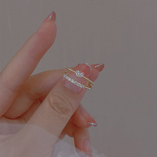2023年锆石爱心两件套戒指甜美精致小众韩国指环时尚一对饰品