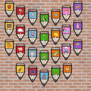 26字母小彩旗幼儿园装饰挂饰  墙面教室主题墙英文欢创布置背景墙