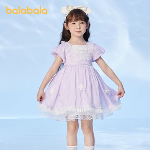巴拉巴拉女幼童连衣裙夏装洋气时尚拼接网纱可爱甜美公主裙