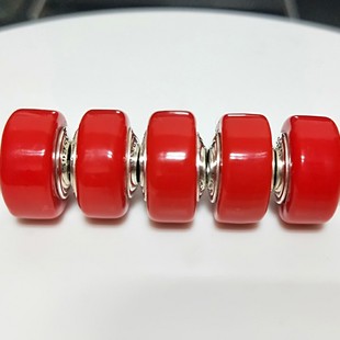 s925银管 纯手工红色琉璃珠