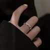 电镀S925纯银链条戒指女小众设计潮网红气质冷淡风开口戒时尚指环