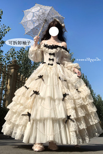 月光诀别诗定金花嫁款lolita原创设计公主，华丽成人礼服连衣裙