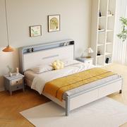 现代简约白色实木床1.2m1.8米小户型出租房齐边儿童床储物箱体床