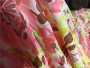 夏季薄款真丝棉衬衫布料贴身布料桃红花裙子居家汗衫印花天然透气
