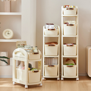 小推车零食置物架客厅卧室落地多层玩具收纳柜婴儿用品移动储物架