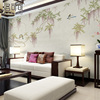 新中式壁纸紫藤飞鸟客厅卧室沙发电视背景墙清新环保定制壁画