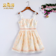 台湾品牌女装2024夏季很仙美的公主裙，洋气刺绣高腰大码连衣裙