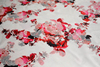日本进口白底红花白色立体浮起提花肌理，织锦贡缎布料设计师面料