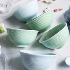 家用中式青瓷吃饭碗勺糖水碗陶瓷