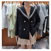 小清新海军领外套女2023春装设计感小众日系复古学生短款上衣