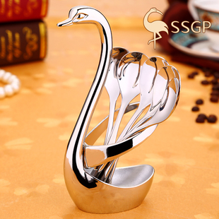 德国SSGP304不锈钢小勺子搅拌勺棒咖啡勺欧式天鹅创意精致咖啡匙