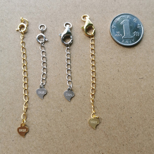 s925纯银配件珍珠项链扣头手链，连接延长龙虾，弹簧扣diy金黄色白金
