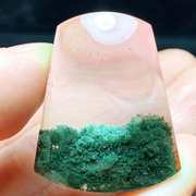 魅晶天然巴西老矿料水晶晶体通透翠绿色绿幽灵聚宝盆无事牌吊坠