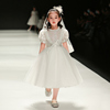 儿童礼服公主裙白色花童婚礼小女孩走秀女童主持人钢琴演出服高端