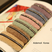 aidemoli韩国进口精美发饰长方形毛毡一排小水钻BB夹发夹边夹
