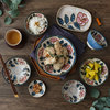 美浓烧日本进口餐具冲绳玫瑰花，陶瓷碗盘碟家用组合套装米饭碗乔迁