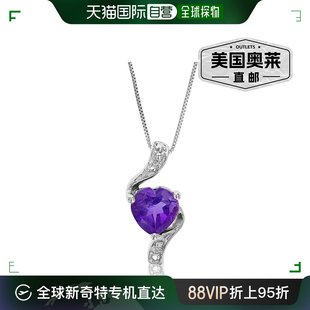 vir jewels0.70 克拉紫色紫水晶吊坠项链 .925 纯银 6 毫米心形