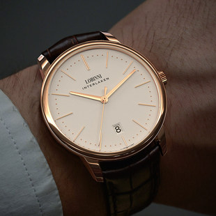 罗宾尼(罗宾尼)品牌手表，男士全自动机械表，皮带商务男表超薄十大