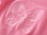 粉色毛衣女(毛衣女)秋冬圆领修身长袖针织，打底衫蝴蝶结设计感短款上衣