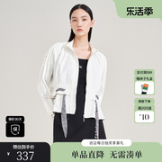 XG/雪歌XI307016A351白色长袖短外套2023秋季系带立领外套女