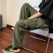 日系复古cityboy军绿色裤子男高街潮ins机能工装裤夏季阔腿休闲裤