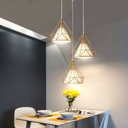 北欧现代简约餐厅灯，吊灯三头创意个性，单头吧台小灯具钻石铁艺