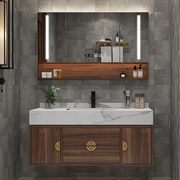 新中式实木大理石浴室柜智能组合卫生间，洗手池洗脸盆柜洗漱台定制