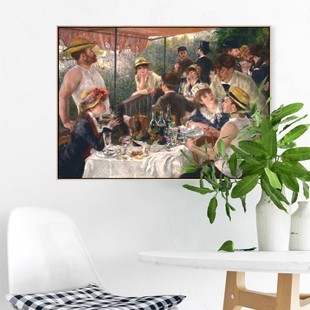 世界名画印象派油画雷诺阿船上的午宴，卧室客厅餐厅有框挂画墙画