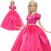 玫红大裙连衣裙婚纱礼服适合11寸巴比娃娃 30cm Barbi 换装裙子