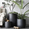 绿植北欧花盆现代简约花瓶室内植物，橡皮树黑色陶瓷，水培大口径陶盆