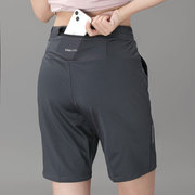 速干跑步短裤女可放手机，网球健身运动五分裤后腰，口袋外穿休闲中裤