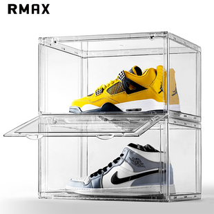 rmax亚克力全透明鞋盒，aj球鞋收纳展示盒子磁吸抽屉式塑料折叠鞋柜