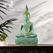 异丽泰国工艺品木雕佛祖佛像佛首摆件泰式佛像释迦牟尼禅意装饰品