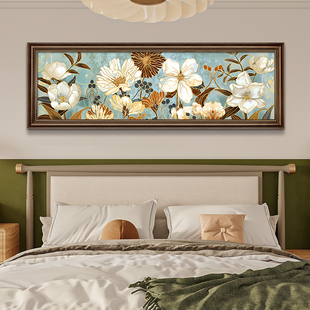 美式主卧床头装饰画卧室挂画老人房复古花卉油画欧式壁画高级感
