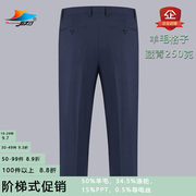 夏季男长裤YHY5005薄型藏青色格子防静电50%羊毛夏职业装男西裤