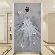 手绘抽象油画墙纸芭蕾舞者个性，壁画欧式走廊玄关，婚纱服装店壁纸